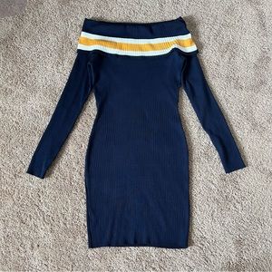 Fashion Nova Off The Shoulder Mini Dress | Navy Blue | Size XL | NWOT